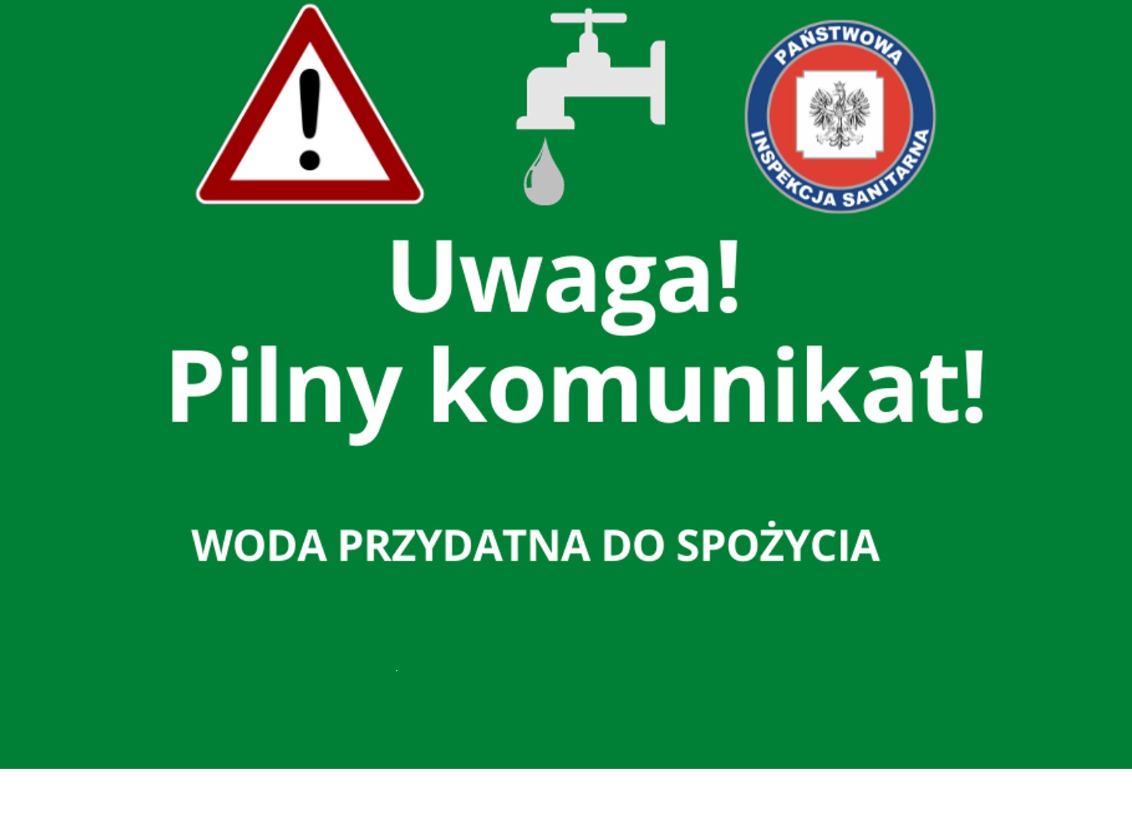 Komunikat o przydatności wody do spożycia