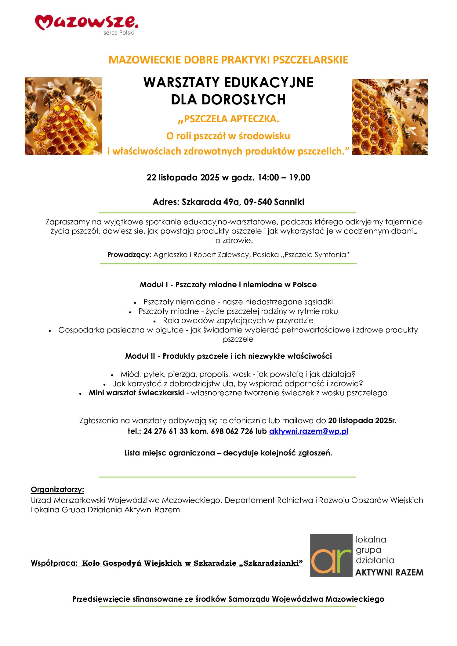WARSZTATY EDUKACYJNE - PSZCZELA APTECZKA